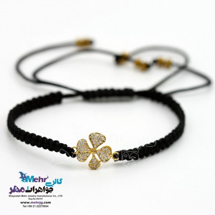 دستبند طلا و بافت - طرح گل پریوش-SB0152